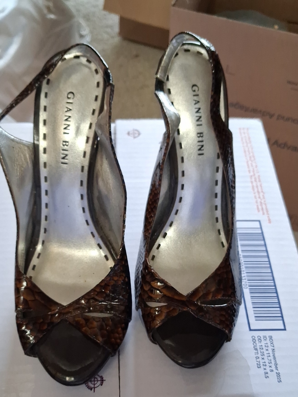 Gianni Bini Women's Brown Slingback Peep-Toe Heels